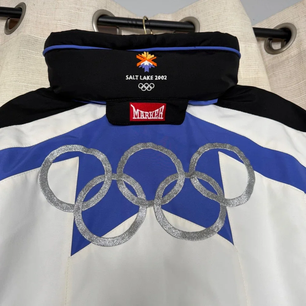 Salt Lake 2002 Winter Olympic Ski Jacket Parka Hooded Coat Vintage Blue Men's XL